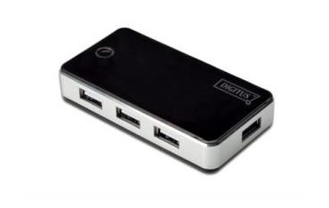 Hub USB 2.0 DIGITUS DA-70222 7-portowy, aktywny, czarny