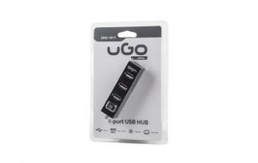 Hub USB 2.0 UGO UHU-1011 4-portowy aktywny czarny