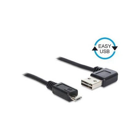 Kabel USB 2.0 Delock A(M) - micro B(M) 0,5m czarny kątowy lewo/prawo Easy-USB