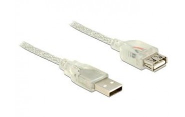 Przedłużacz USB Delock AM-AF USB 2.0 0,5m ferryt przezroczysty
