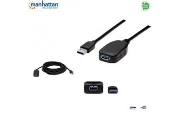 Kabel USB Manhattan I-USBREPEAT5 aktywny USB 3.0 A-A M/F,5m, niebieski