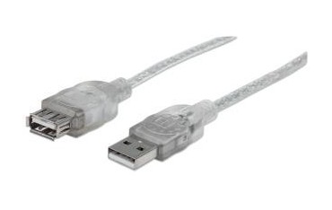 Kabel USB Manhattan C-U2AA3 USB 2.0 A-A M/F, 3m, srebrny