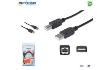 Kabel USB Manhattan U-AB-20-U2 USB 2.0 A-B M/M, 1,8m, czarny ICOC