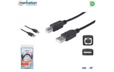Kabel USB Manhattan U-AB-30-U2 USB 2.0 A-B M/M, 3m, czarny ICOC