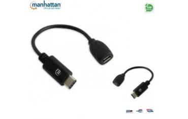 Kabel USB Manhattan MUSB20-CMBF02 USB 2.0 MIC-C/MIC-B M/F 0,15m, czarny ICOC