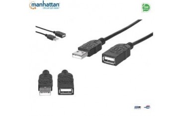 Kabel USB Manhattan U2-AA-05-EX przedłużacz USB 2.0 A-A M/F 0,5m, czarny ICOC