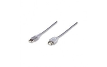 Kabel USB Manhattan C-U2AA18 USB 2.0 A-A M/F, 1,8m, srebrny