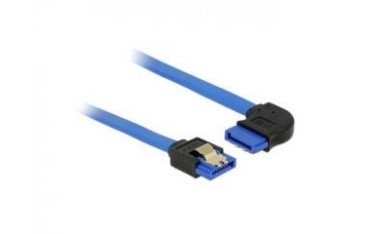 Kabel SATA Delock SATA-III DATA 0,50m z zatrzaskami metalowymi niebieski kątowy prawo/prosto
