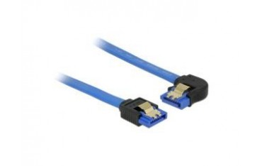 Kabel SATA Delock SATA-III DATA 0,50m z zatrzaskami metalowymi niebieski kątowy lewo/prosto