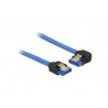 Kabel SATA Delock SATA-III DATA 0,50m z zatrzaskami metalowymi niebieski kątowy lewo/prosto