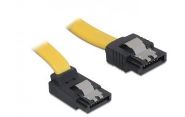 Kabel Delock SATA DATA 0,3m z zatrzaskami metalowymi (krótkie wtyczki) kątowy