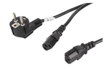Kabel zasilający Y Lanberg CEE 7/7 - 2x IEC 320 C13 (2 zasilacze) 1,8m czarny