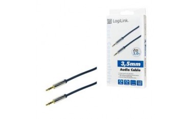 Kabel audio stereo LogiLink CA10300 3,5 mm, M/M, 3m, niebieski