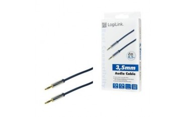 Kabel audio stereo LogiLink CA10050 3,5 mm, M/M, 0,5m, niebieski