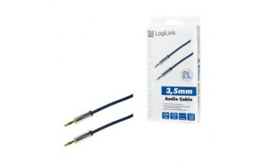 Kabel audio stereo LogiLink CA10030 3,5 mm, M/M, 0,3m, niebieski