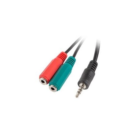 Kabel adapter Lanberg Minijack 3,5mm 4-pin (M) - 2x Minijack 3,5mm 3-pin (F) (słuchawki + mikrofon) 0,2m czarny
