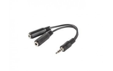 Kabel adapter Lanberg Minijack 3,5mm 4-pin (M) - 2x Minijack 3,5mm 3-pin (F) 0,1m czarny