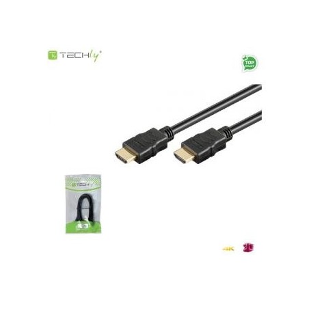 Kabel HDMI Techly ICOC HDMI-4-020 HDMI-HDMI M/M 1,4 Ethernet 3D 4K, ekranowany, 2m, czarny