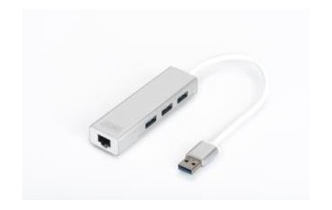 HUB/Koncentrator 3-portowy Digitus USB 3.0 SuperSpeed z Gigabit LAN adapter