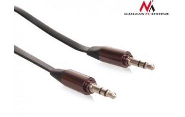 Kabel audio Maclean MCTV-694 B miniJack 3,5mm (M) - miniJack 3,5mm (M), płaski 1m, metalowy wtyk, czarny