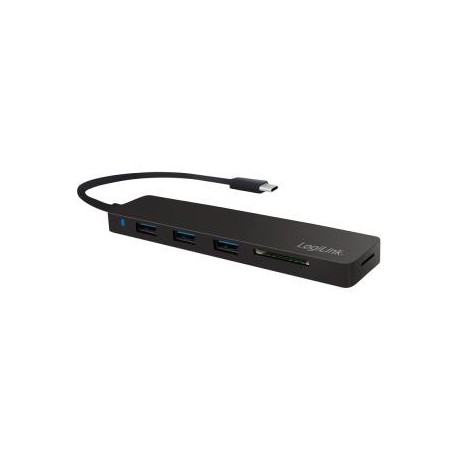 Hub USB-C 3.1 LogiLink UA0312 3 porty, Ultra Slim, z czytnikiem kart