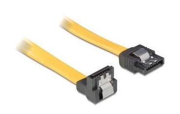 Kabel SATA II Delock 0,1m z zatrzaskami metalowymi kątowy żółty