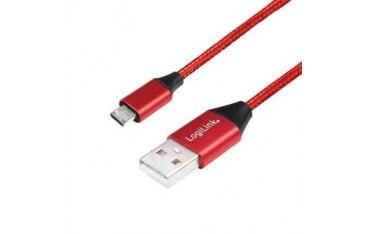 Kabel USB 2.0 LogiLink CU0151 USB A - micro USB B, M/M, czerwony 0,3m