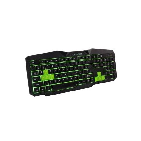 Klawiatura przewodowa USB Esperanza "Titions" Gaming podświetlana czarno-zielona