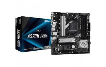Płyta ASRock A520M Pro4/AMD A520M/DDR4/SATA3/M.2/USB3.1/PCIe4.0/AM4/mATX