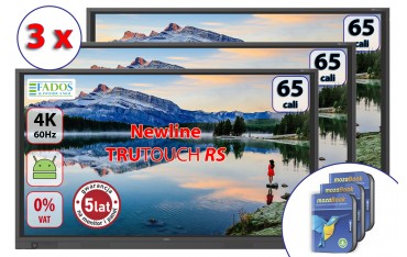 Aktywna tablica trzy monitory interaktywne 65 cali Newline TruTouch TT-6519RS