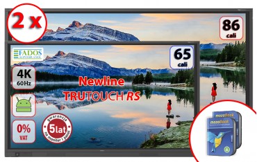 Aktywna tablica dwa monitory interaktywne 65 + 86 cali Newline TruTouch seria RS+