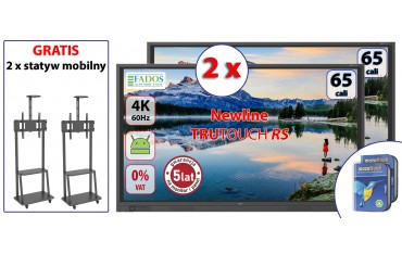 Aktywna tablica dwa monitory interaktywne 65 cali Newline TruTouch TT-6519RS + dwa statywy mobilne gratis