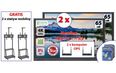 Aktywna tablica dwa monitory interaktywne 65 cali Newline TruTouch TT-6519RS z komputerem OPS + dwa statywy mobilne gratis