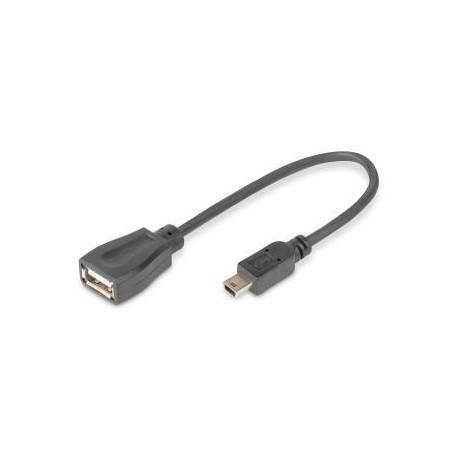 Kabel USB 2.0 DIGITUS A/F - miniUSB B/M OTG 0,2m