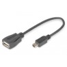 Kabel USB 2.0 DIGITUS A/F - miniUSB B/M OTG 0,2m