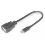 Kabel USB 2.0 DIGITUS A /F - microUSB B/M OTG 0,2m