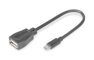 Kabel USB 2.0 DIGITUS A /F - microUSB B/M OTG 0,2m