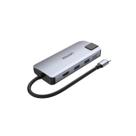 Hub USB-C Unitek D1028 2x USB-A, HDMI 2.0, RJ-45, USB-C PD 100W 