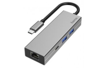 Hub USB Hama multiport USB-C 2xUSB-A 3.2, 1xTYP-C, 1xLAN