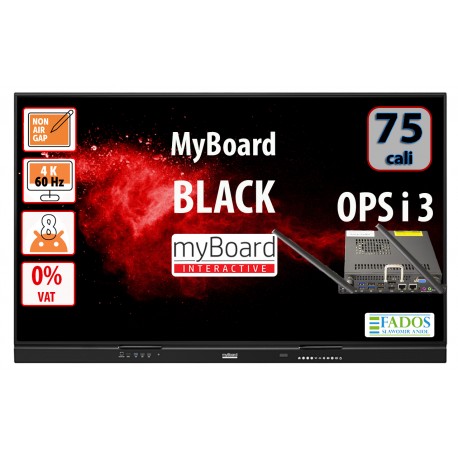 Monitor interaktywny myBoard BLACK 75 cali TE-YL 4K UHD z Androidem EDU VAT0% Aktywna tablica