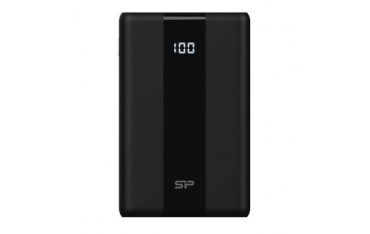 Powerbank Silicon Power QP55 10000mAh LCD QC3.0+PD 1x USB-C, 1x USB-A, 1x Lightning, czarny