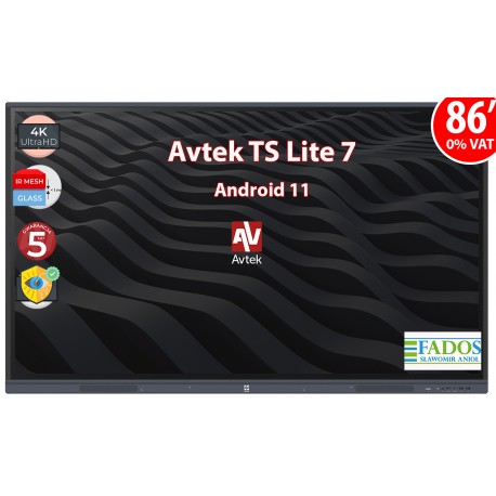 Monitor interaktywny Avtek TS 7 Lite 86 4K 0% VAT dla EDU Android 11.0