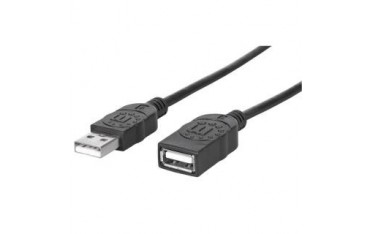 Kabel / przedłużacz Manhattan USB2.0 A-A M/F 1,8m czarny