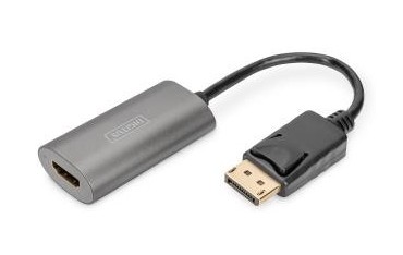 Kabel adapter DIGITUS DisplayPort z zatrzaskiem 8K 60Hz UHD Typ DP/HDMI A M/Ż czarny 0,15m