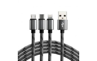 Kabel USB-C, Lightning, micro USB 3w1 everActive CBB-1.2MCI 1,2m szary