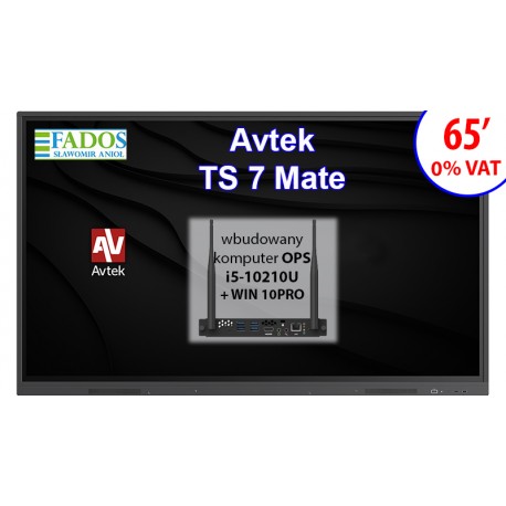 Monitor interaktywny Avtek TS 7 Mate 65 z OPS-i510210U z Windows 10PRO 0% VAT EDU