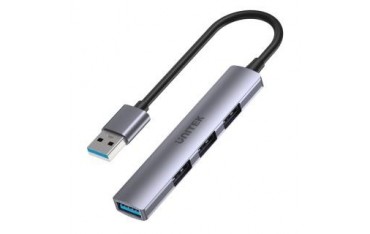 Hub USB Unitek H1208A 1xUSB-A 5 Gbps, 3xUSB-A 2.0 alu