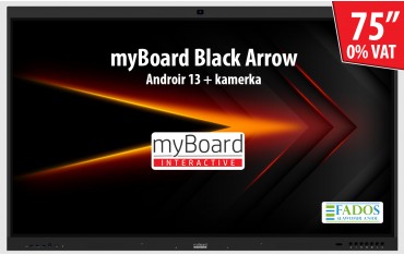Monitor interaktywny z kamerką myBoard myBoard Black Arrow 75 4K UHD Android 13 EDU VAT 0% Aktywna tablica