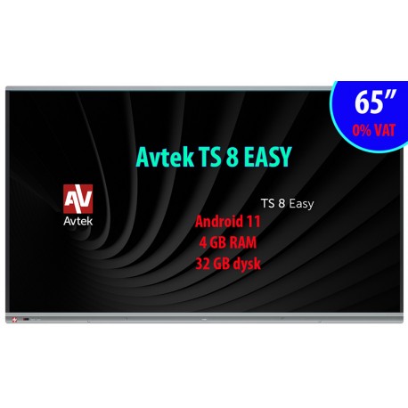 Monitor interaktywny Avtek TS 8 Easy 65 cali 0% VAT dla placówek oświatowych