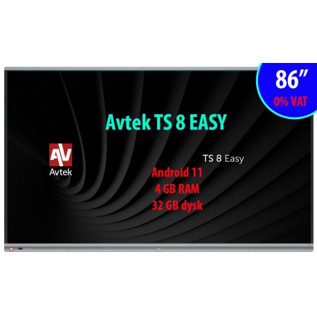 Monitor interaktywny Avtek TS 8 Easy 86 cali 0% VAT dla placówek oświatowych